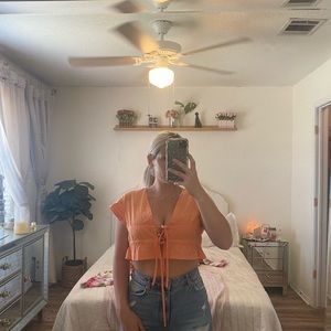 Orange Tied Crop Top Small